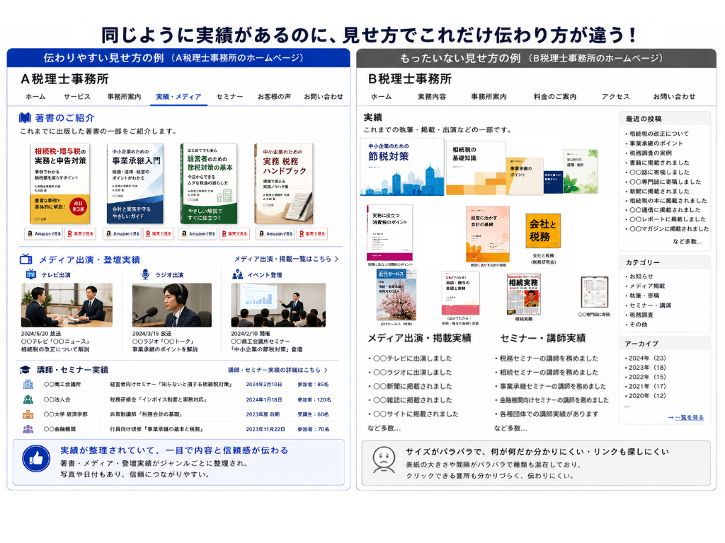 A・Bの税理士事務所のHP比較