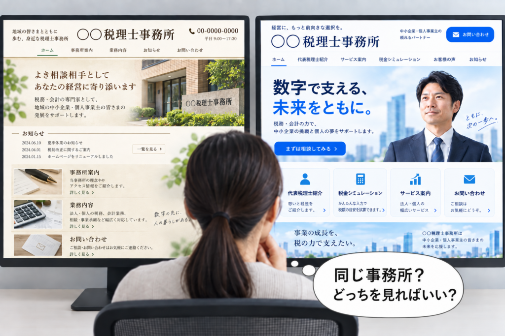 同じ税理士事務所のHPが2つ。どっちを見ればいい？ 