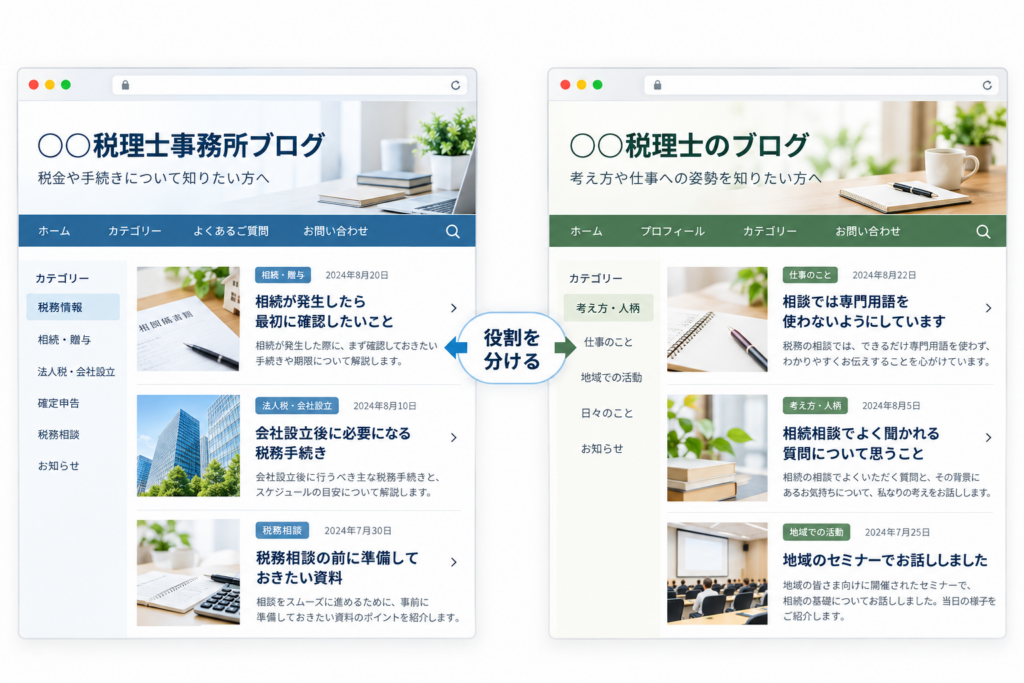 2つ運営するなら、それぞれの役割を分ける