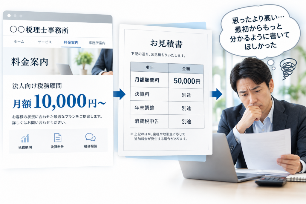 税理士事務所の最低料金と実際の見積額のギャップ