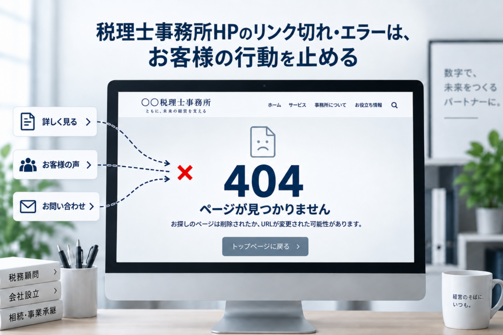 税理士事務所HPのリンク切れ・エラーは、お客様の行動を止める